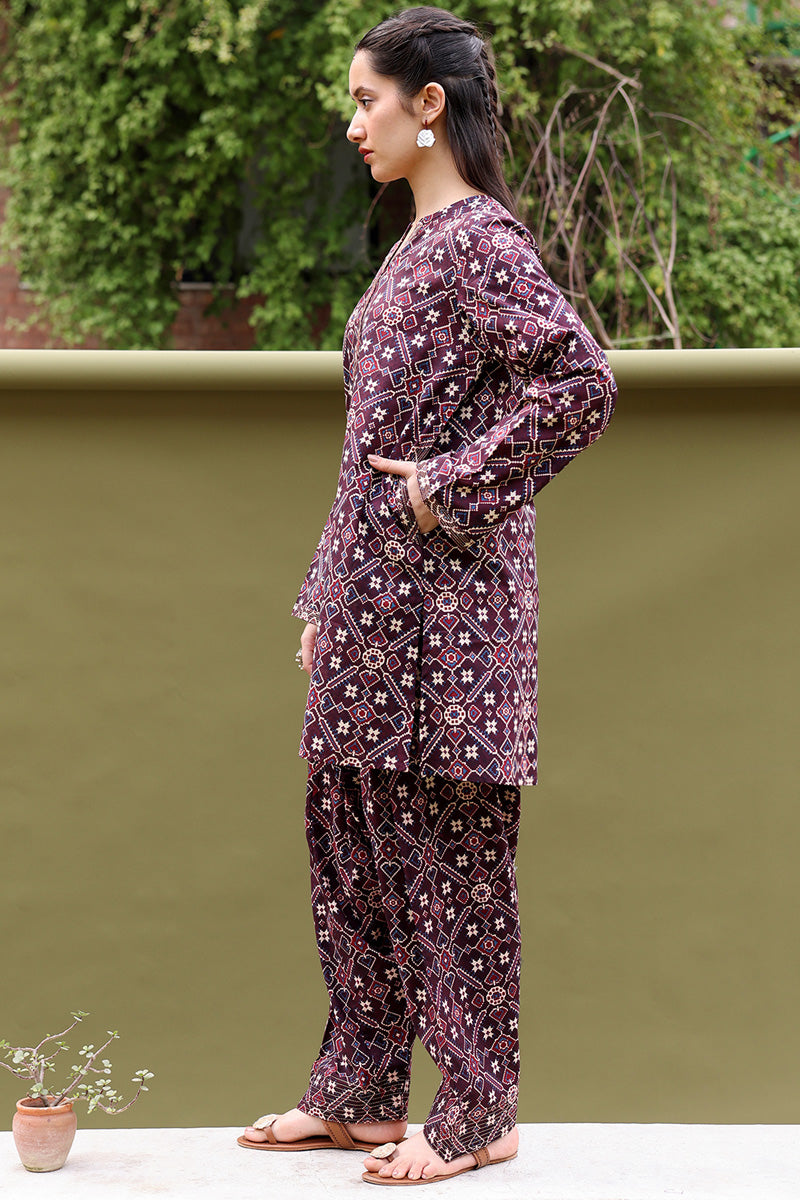 Printed Ajrak Farshi Set