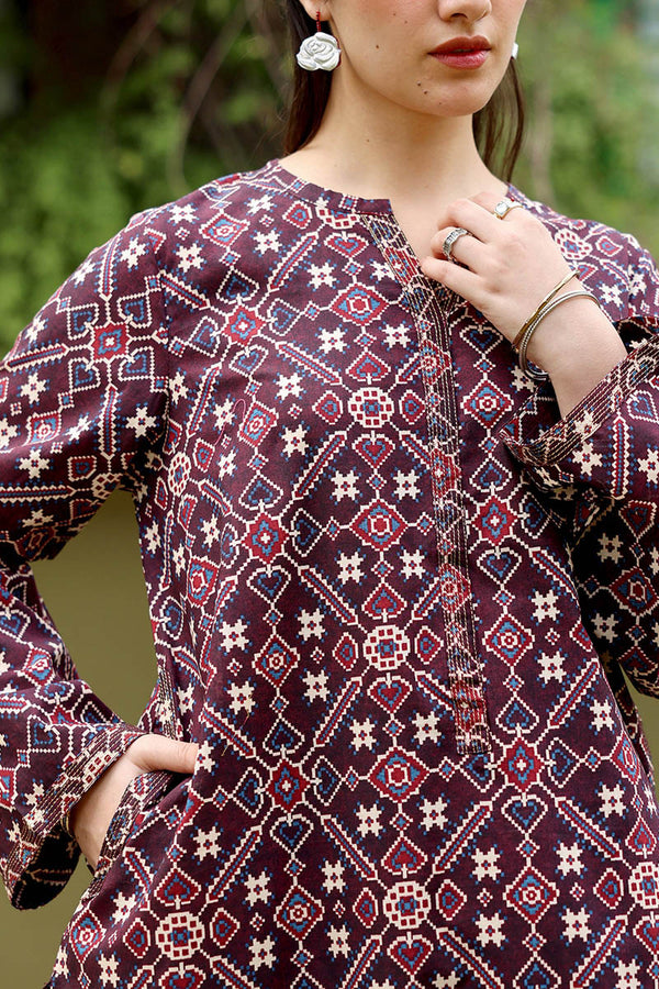 Printed Ajrak Farshi Set