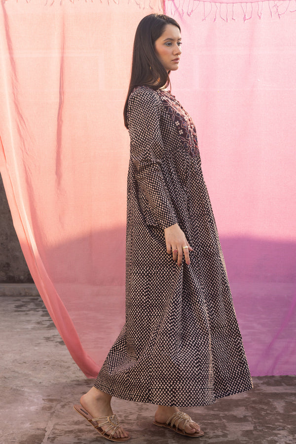 Printed Ajrak Kahani Dress