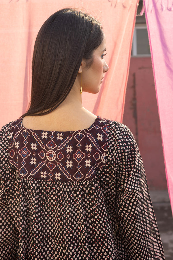 Printed Ajrak Kahani Dress