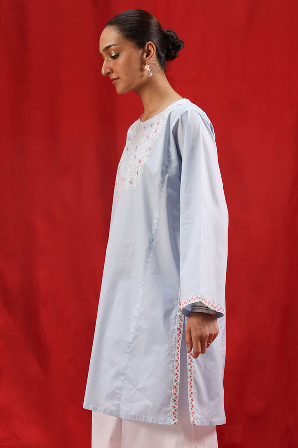 Soft Flora Embroidered Kurti