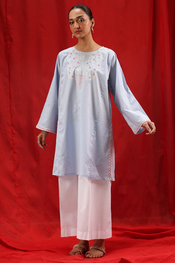 Soft Flora Embroidered Kurti