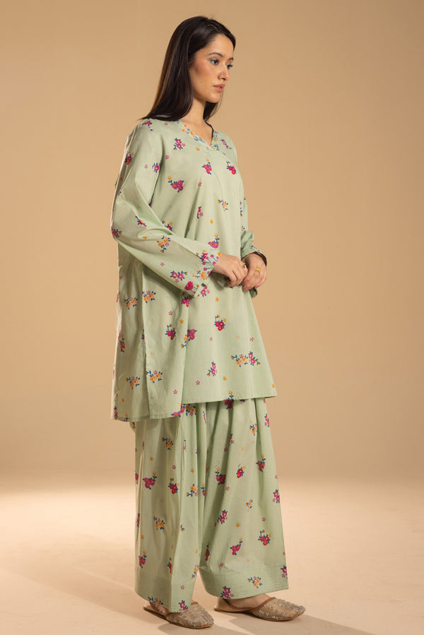 Printed Floral Farshi Set