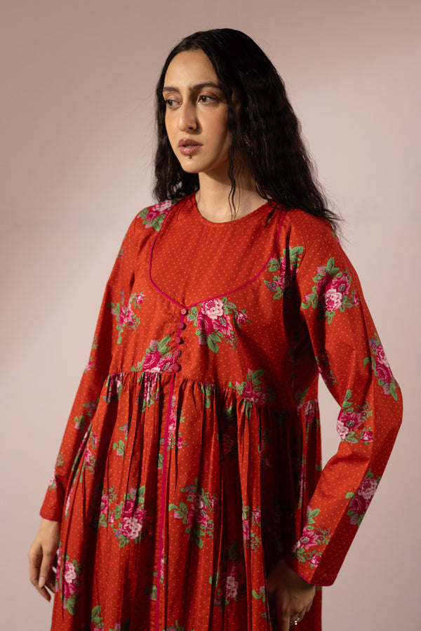 Printed Rosette Dress