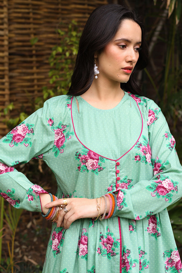 Printed Rosette Dress