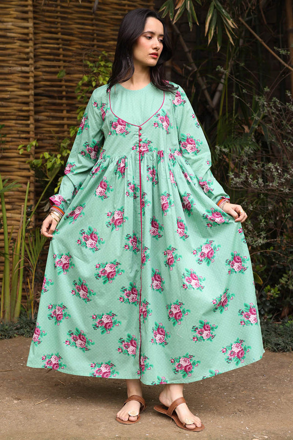 Printed Rosette Dress