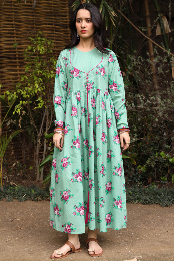 Printed Rosette Dress