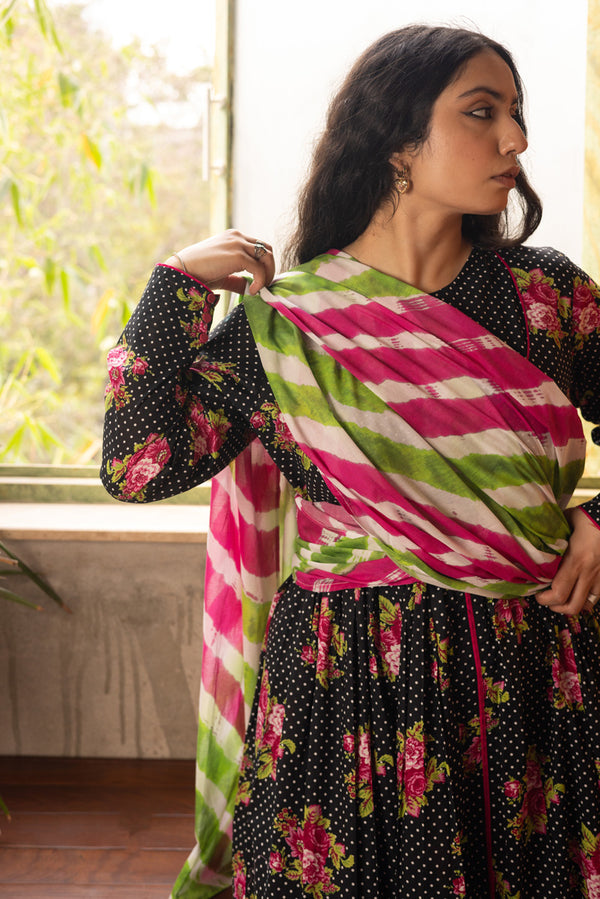 Printed Rosette Dress