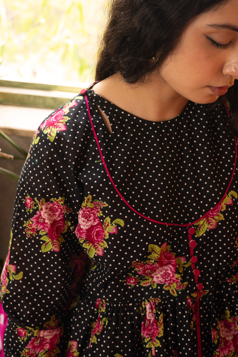 Printed Rosette Dress