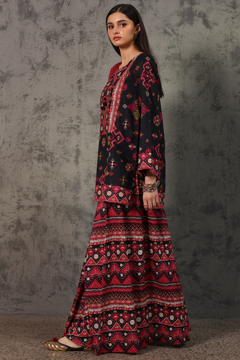 Printed Phulkari Skirt Set