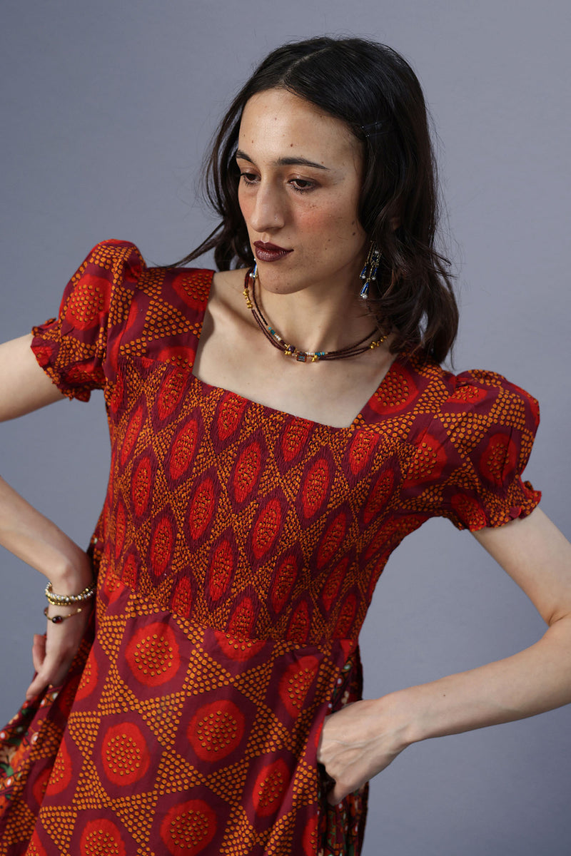 Printed Smocked Dress