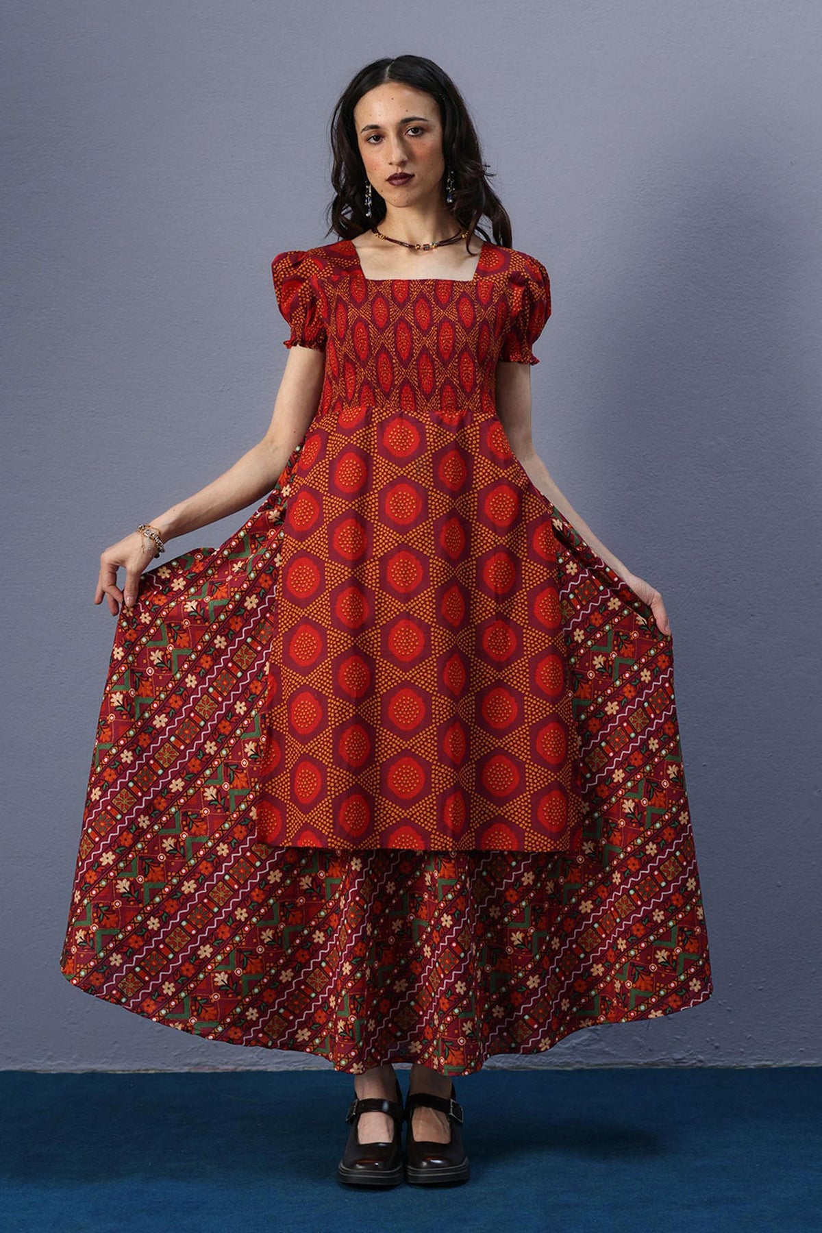 Printed Smocked Dress