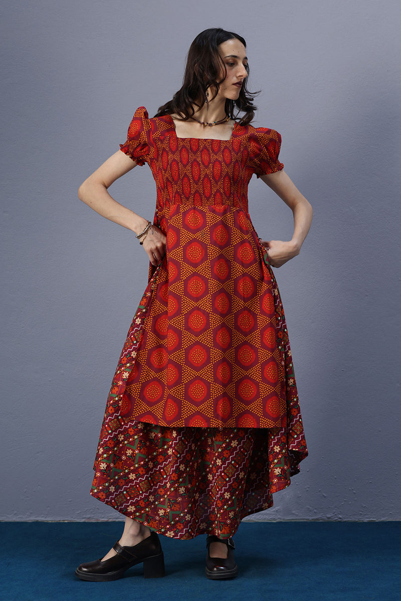 Printed Smocked Dress