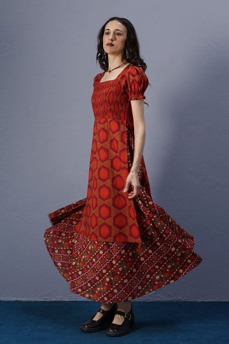 Printed Smocked Dress