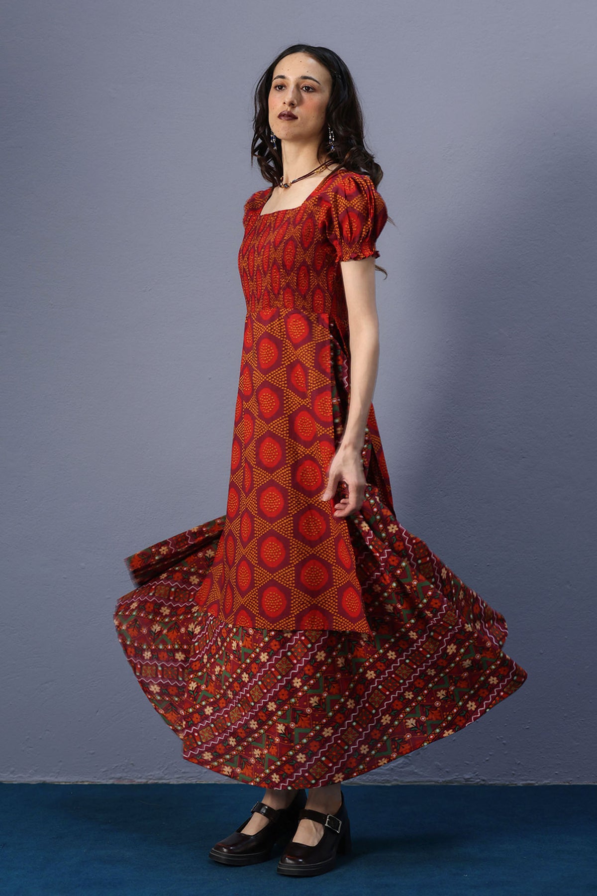 Printed Smocked Dress
