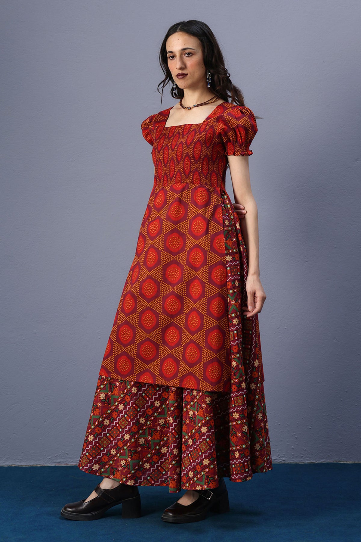 Printed Smocked Dress
