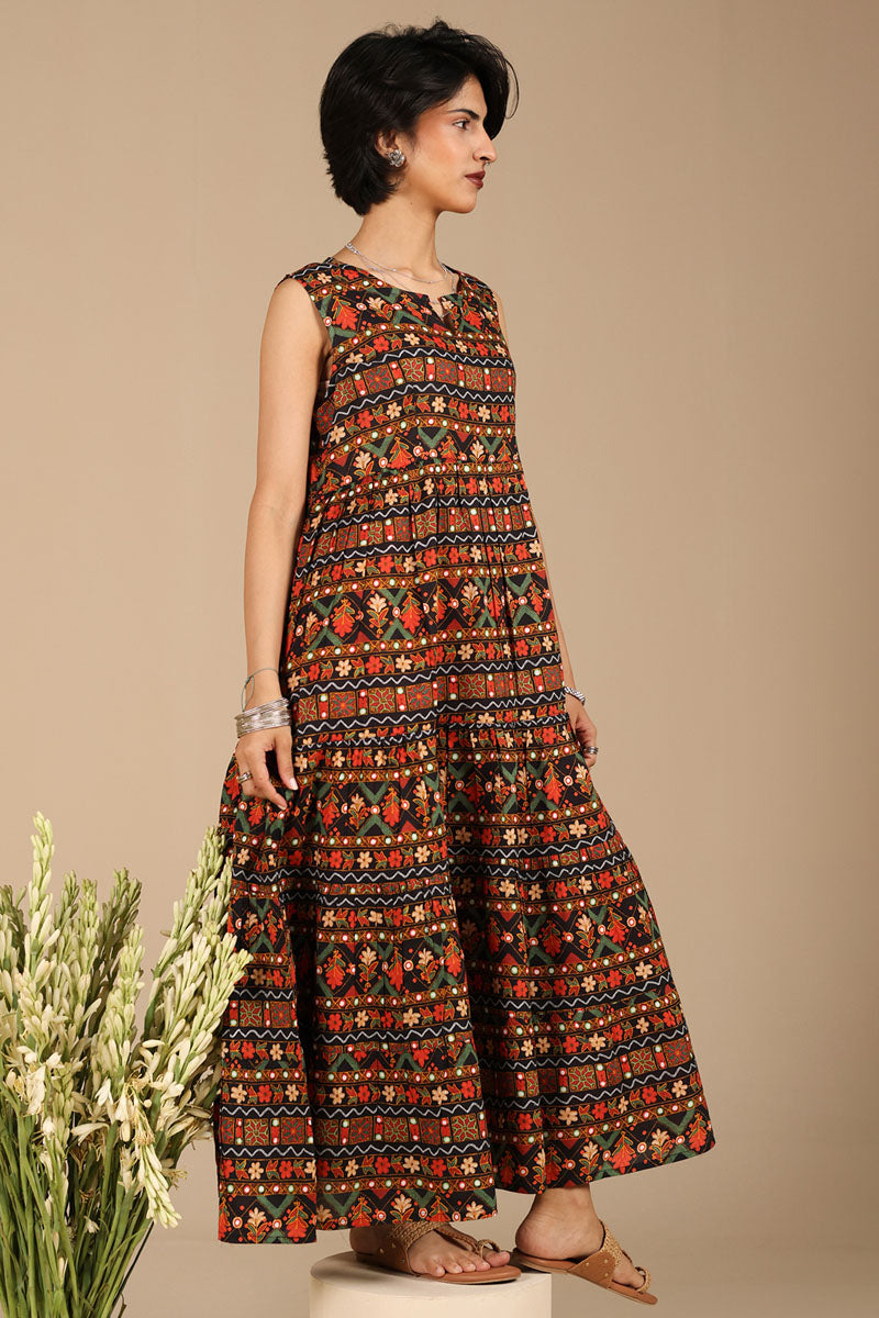 Mosaic Printed Tiered Dress