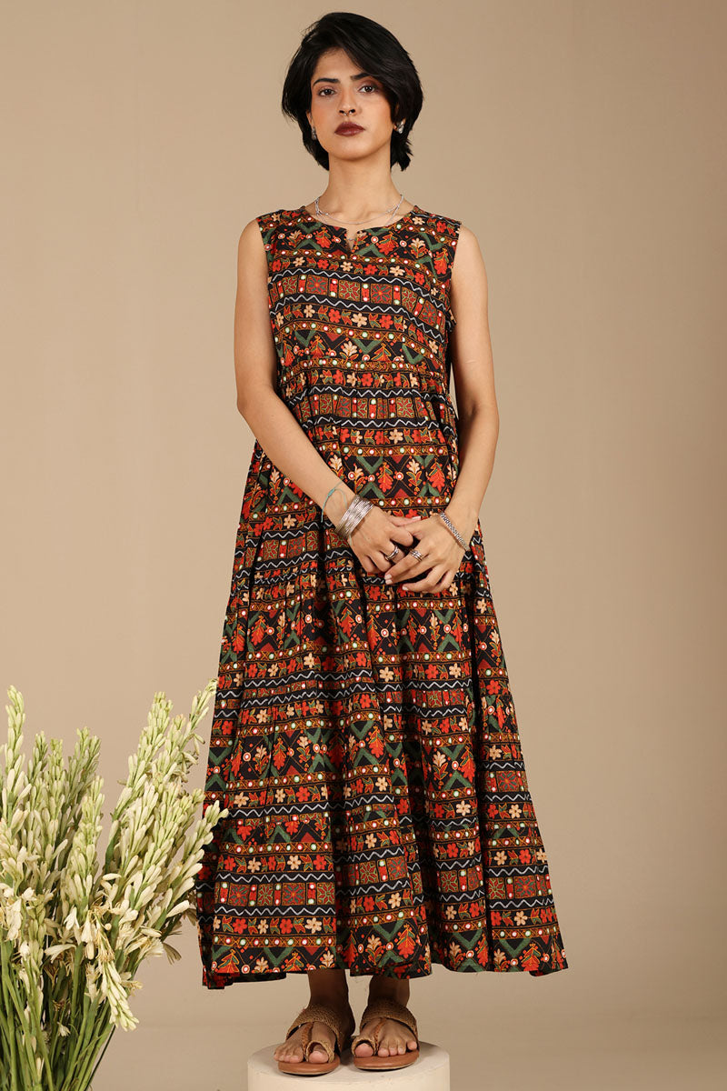 Mosaic Printed Tiered Dress