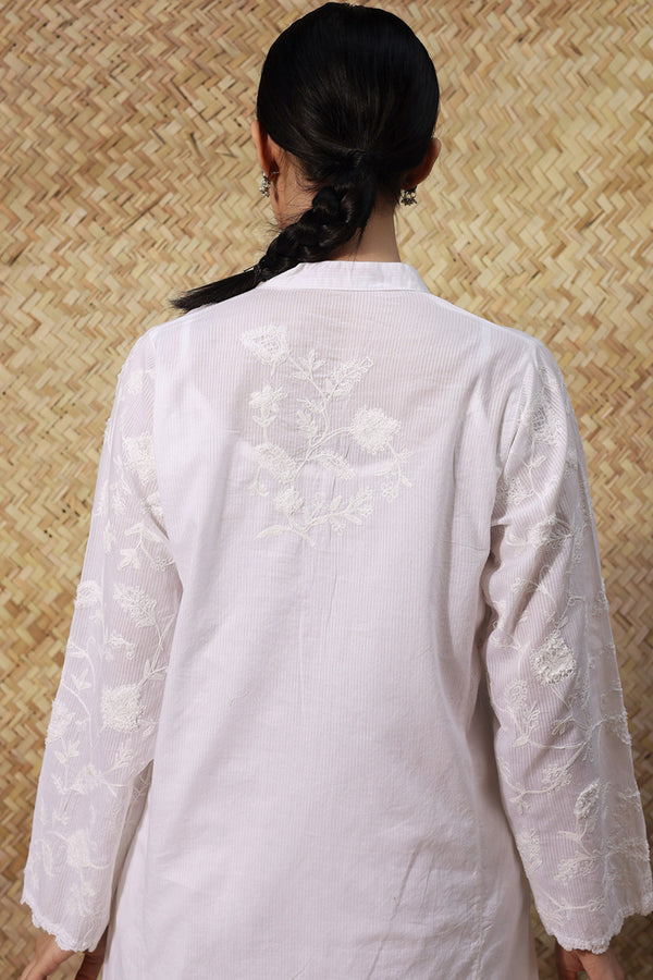 Embroidered White Whisper Suit