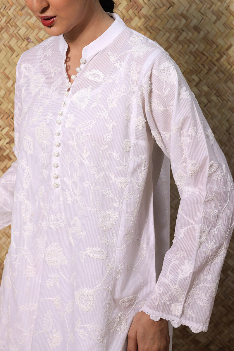 Embroidered White Whisper Suit