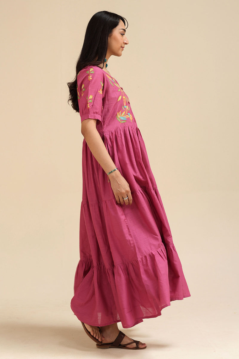 Phool Embroidered Tiered Set