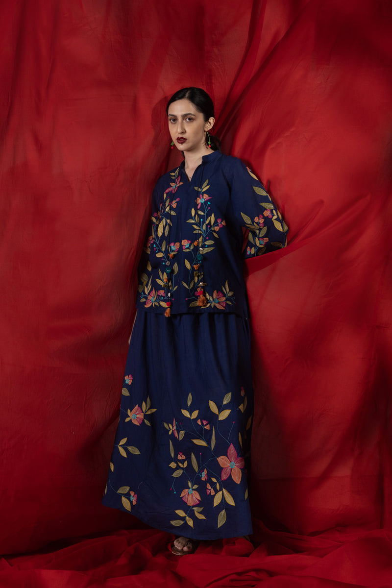 Floral Embroidered Skirt Set