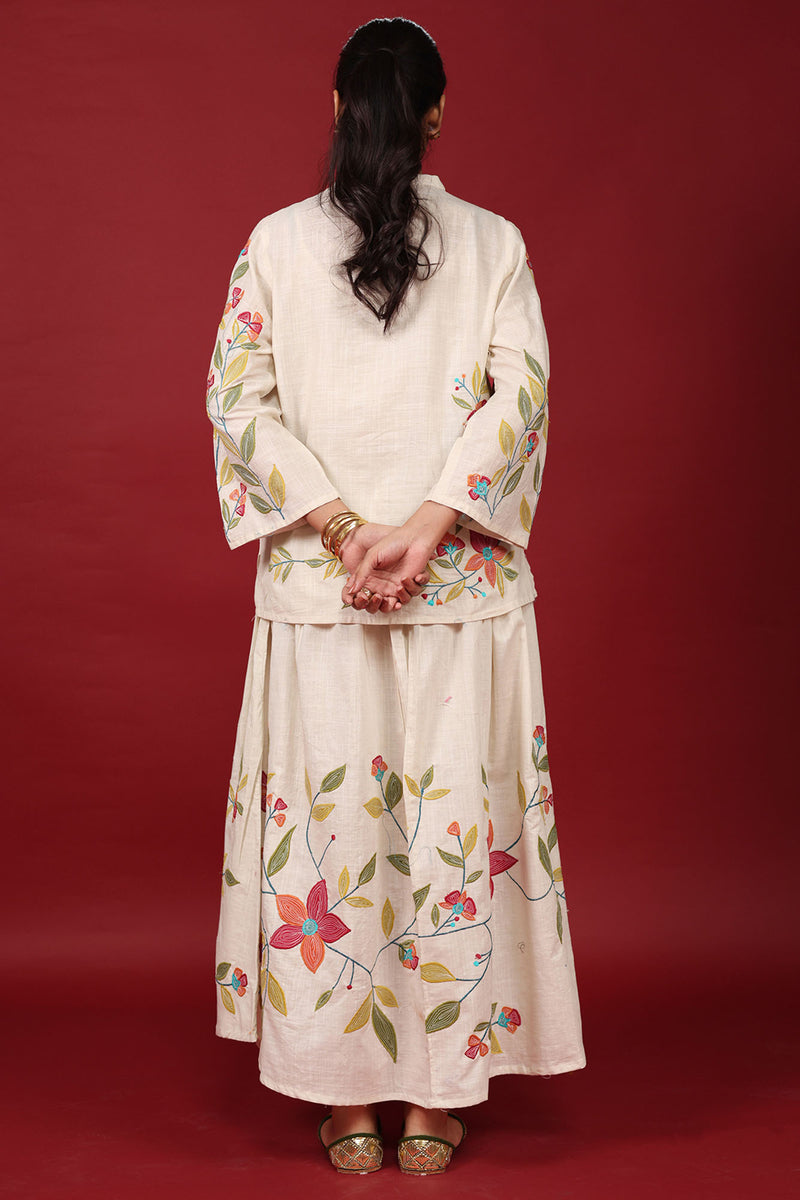 Floral Embroidered Skirt Set