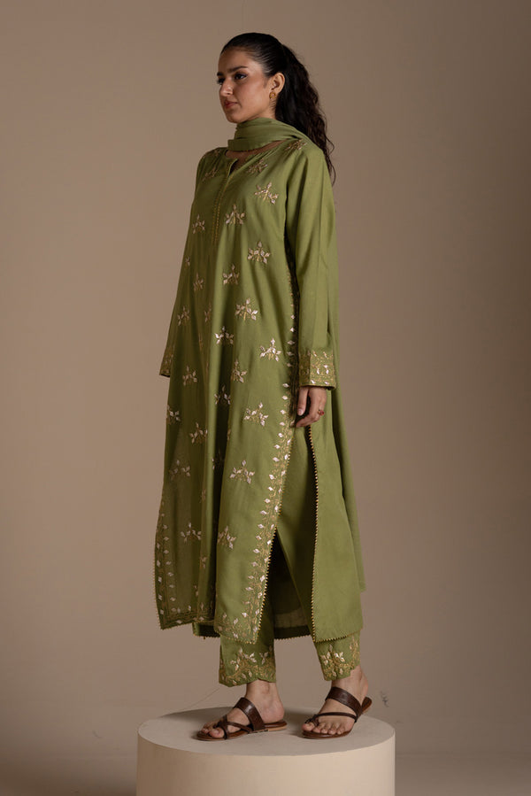 Embroidered Phool Gota Suit