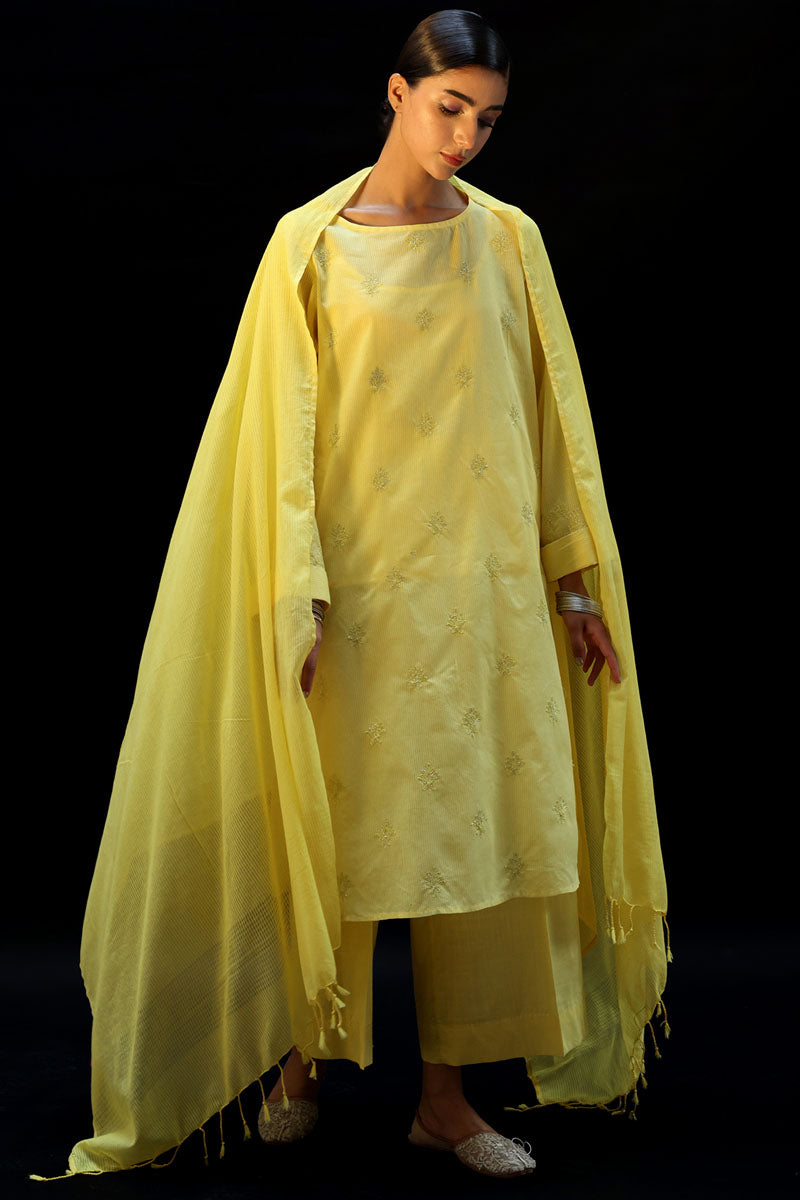 Chalk Embroidered Ensemble