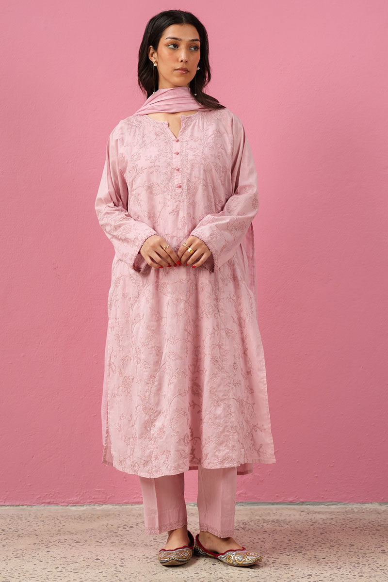 Pink Whisper Embroidered Set