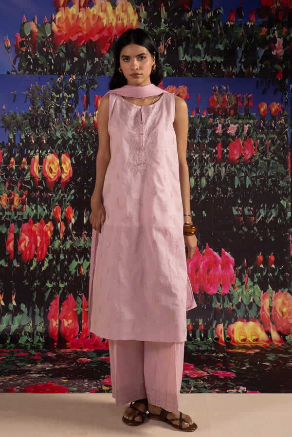 Chalk Whisper Embroidered Ensemble