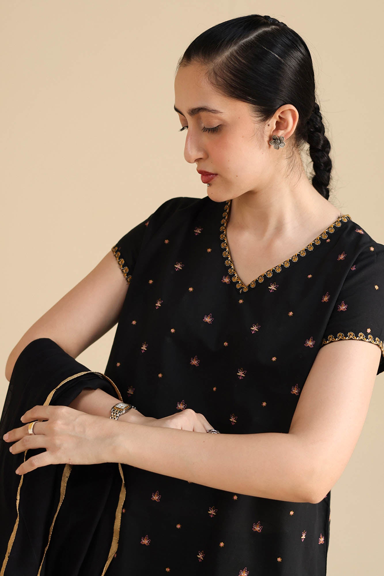 Gulnar Embroidered 3-Piece Suit