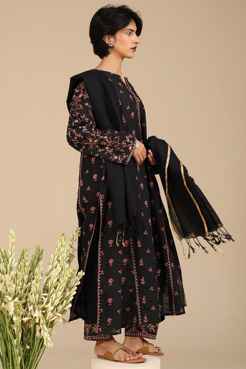 Moonflower Embroidered 3-Piece Ensemble