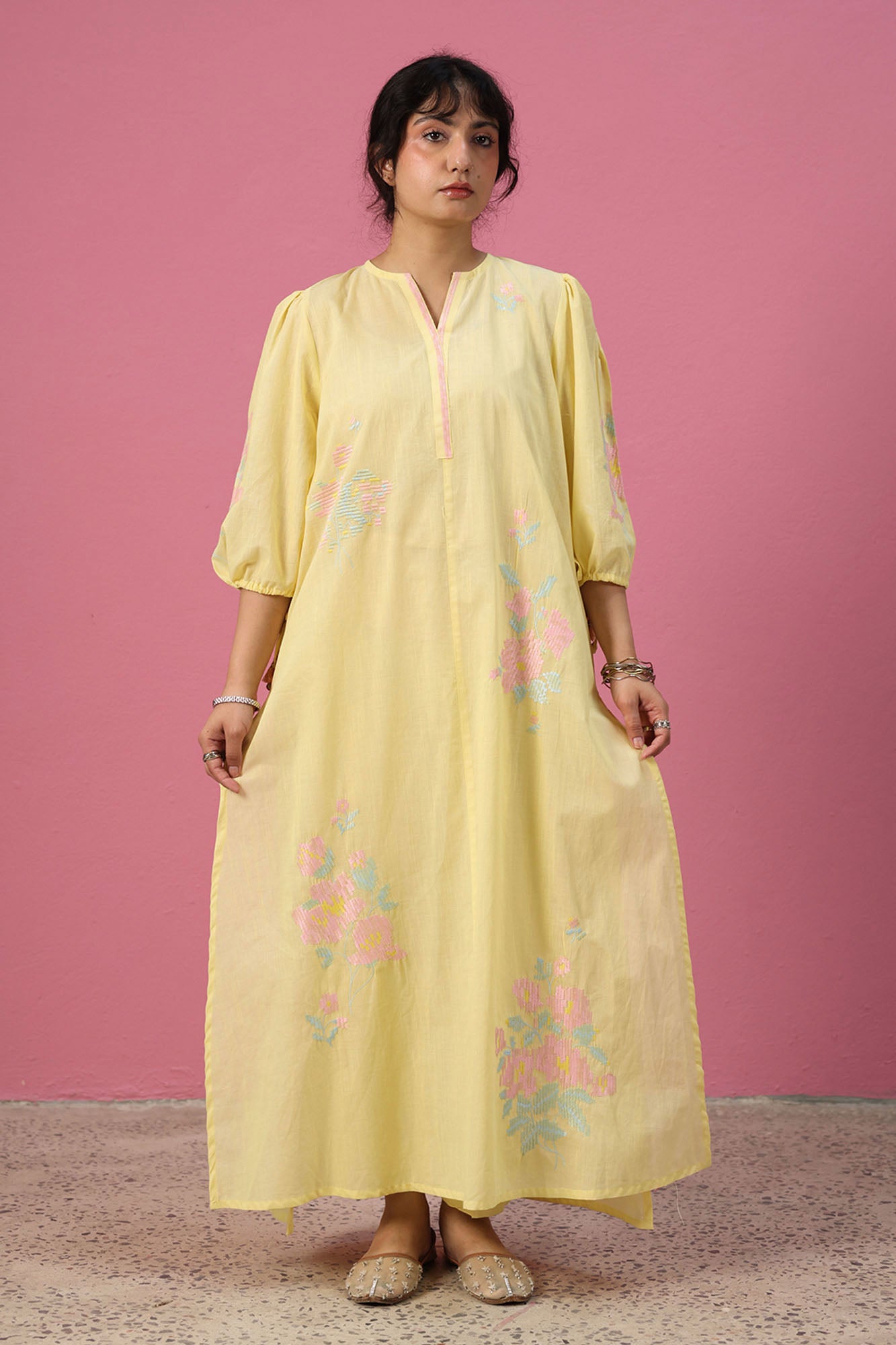 Pattern Embroidered Kaftan Set