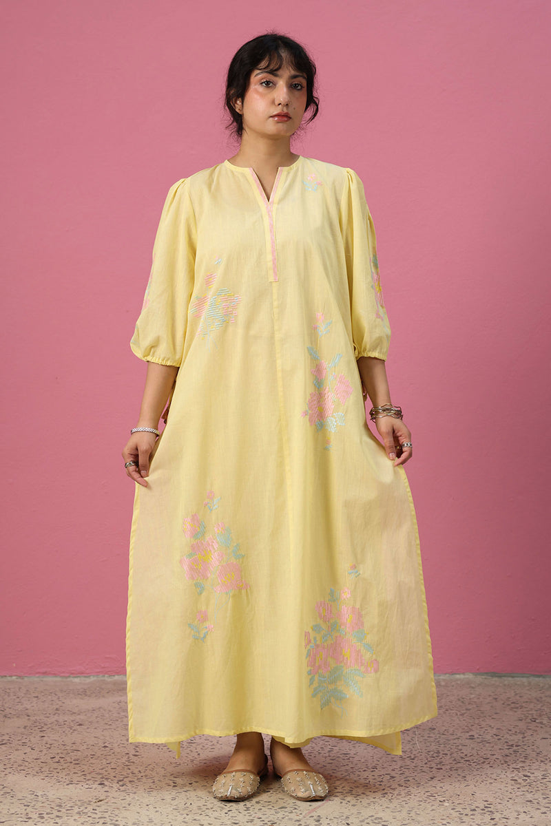 Pattern Embroidered Kaftan Set