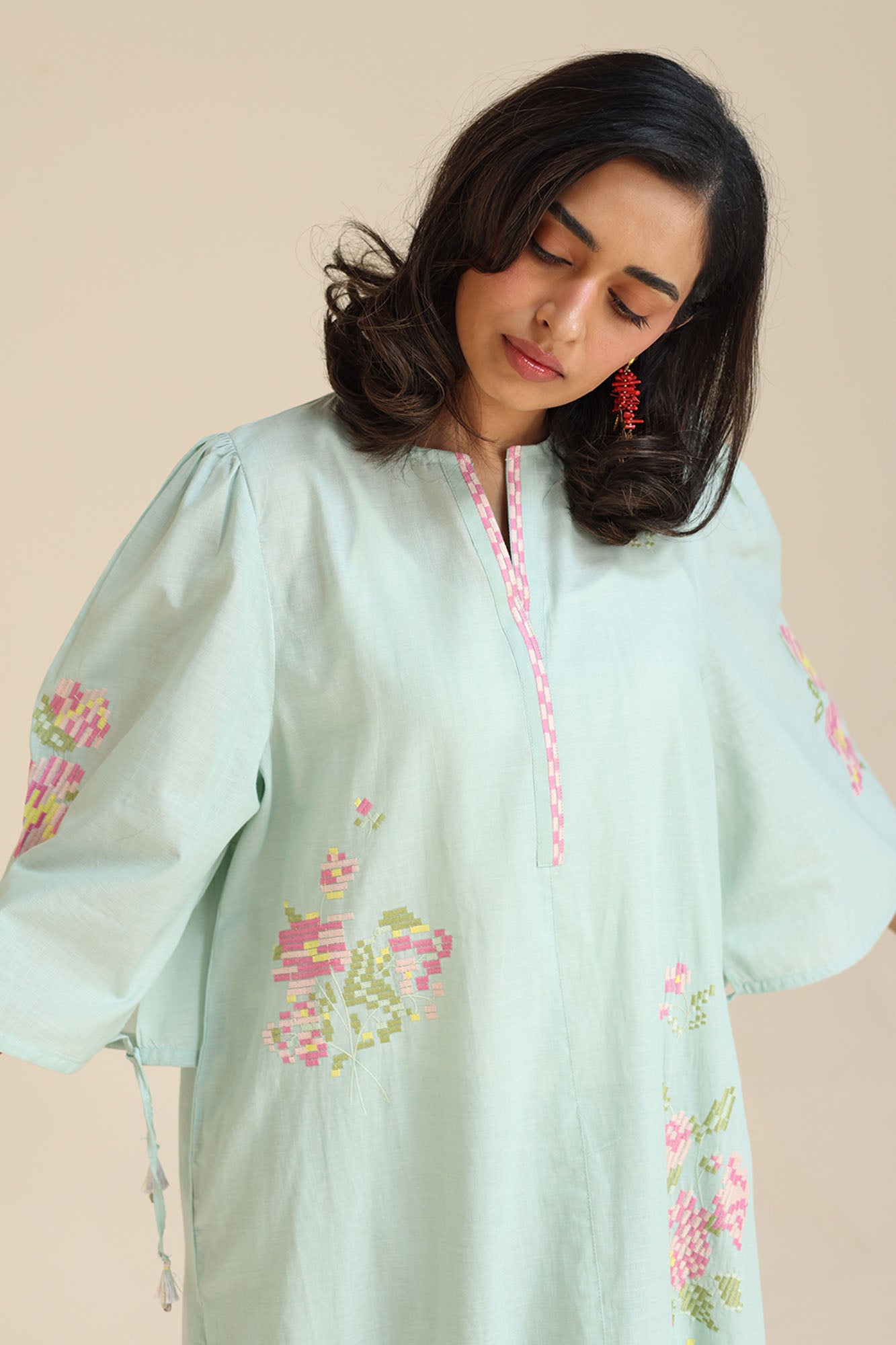 Pattern Embroidered Kaftan Set