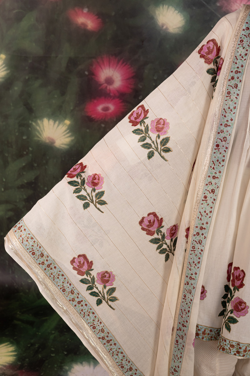 Khas Gulab Block-Printed Ensemble
