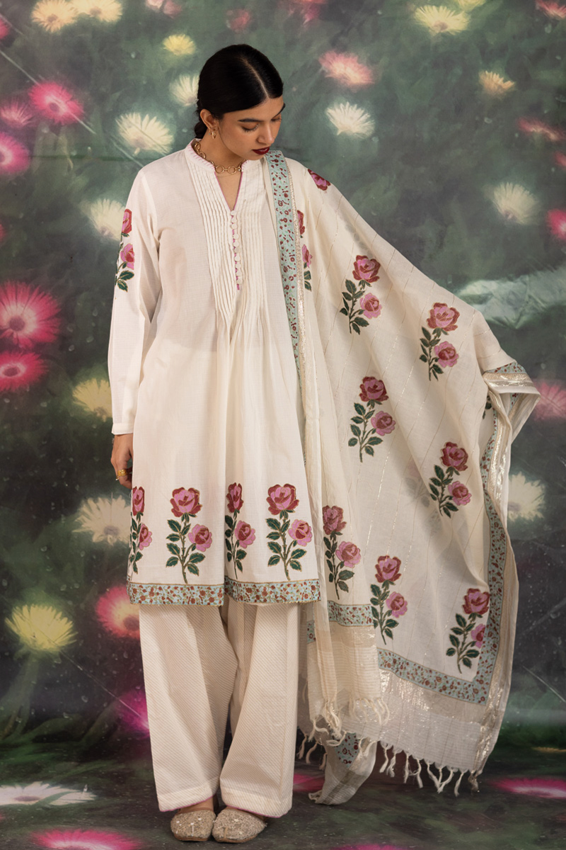 Khas Gulab Block-Printed Ensemble