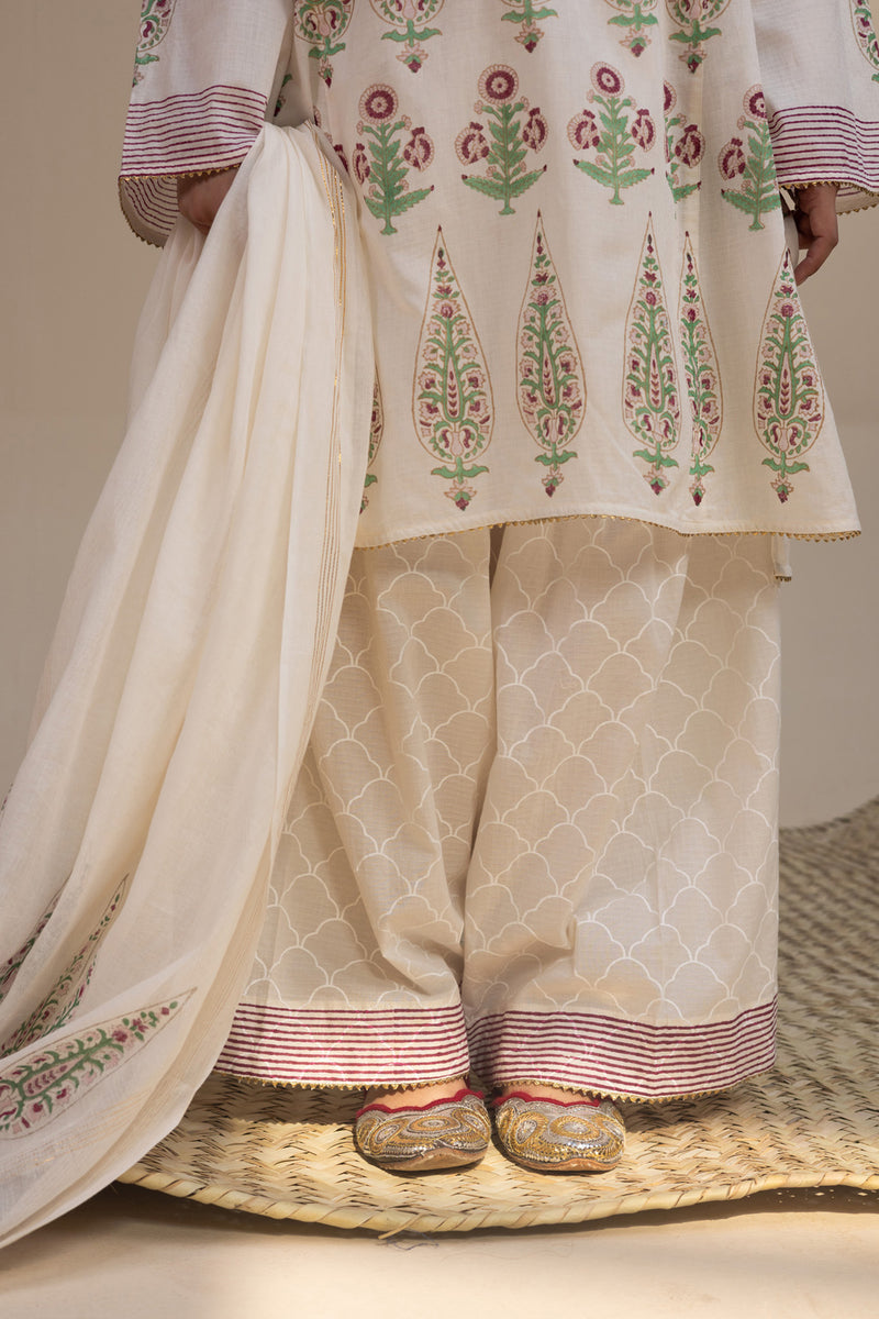 Gilded Hand Block Printed 3 Piece