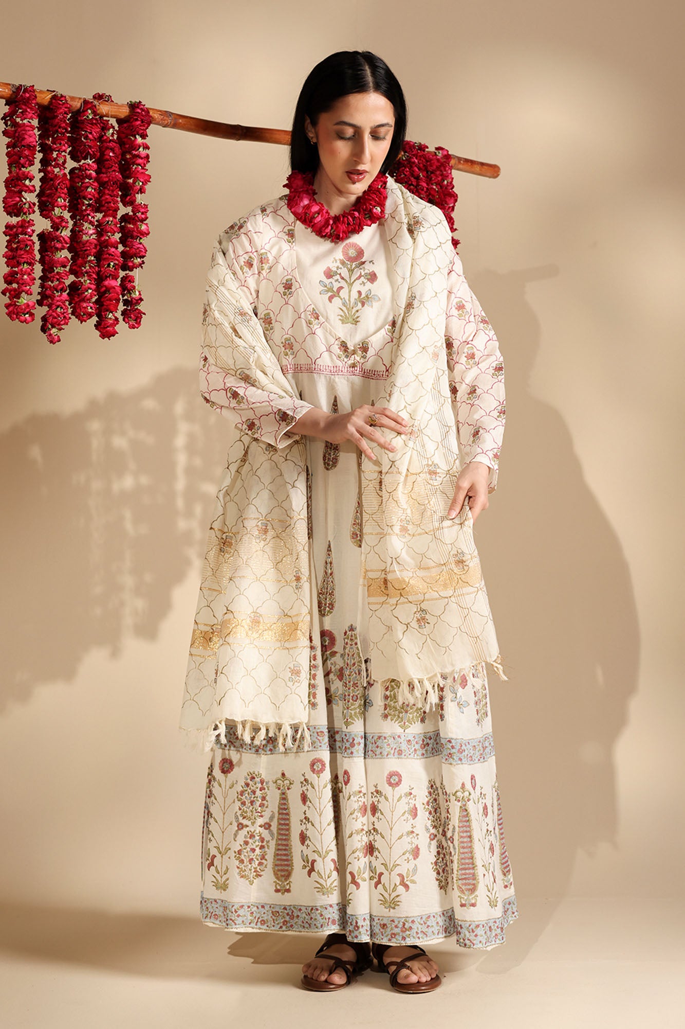 Block-Printed Anarkali Set