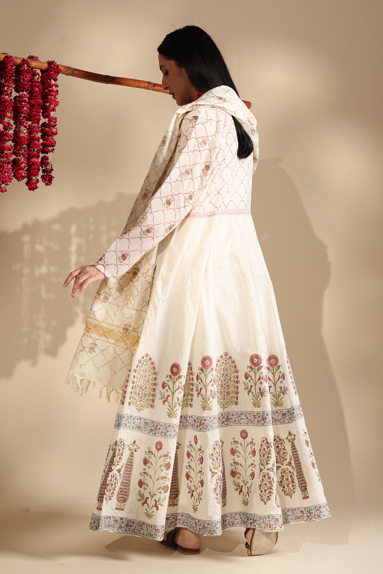 Block-Printed Anarkali Set