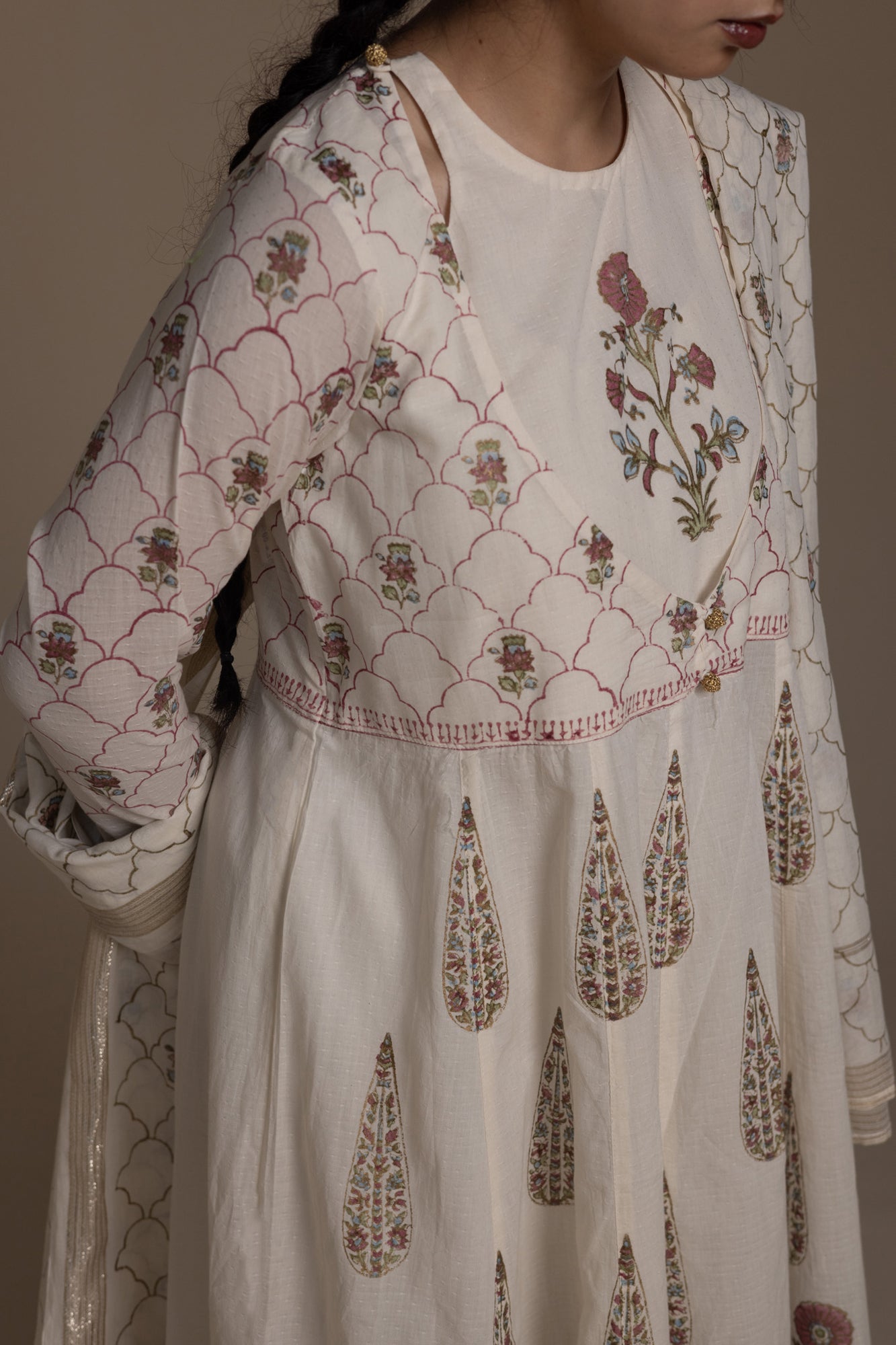 Block Printed Anarkali Set