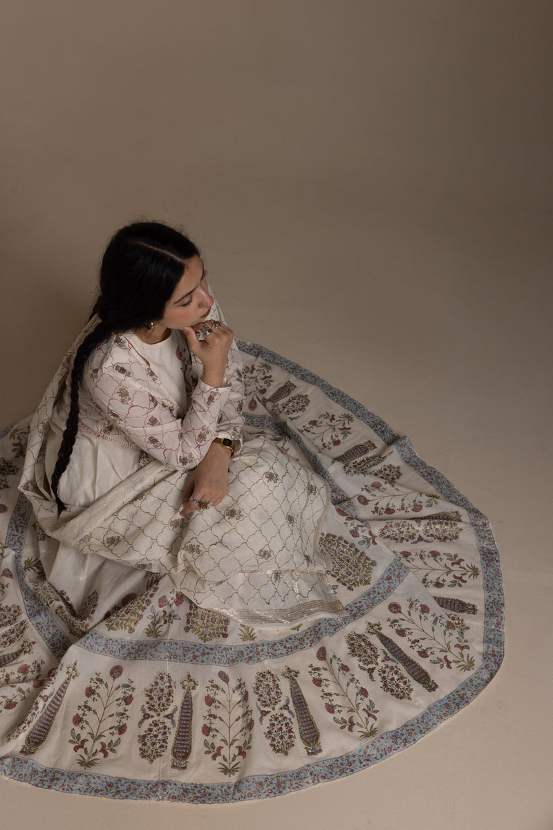 Block Printed Anarkali Set