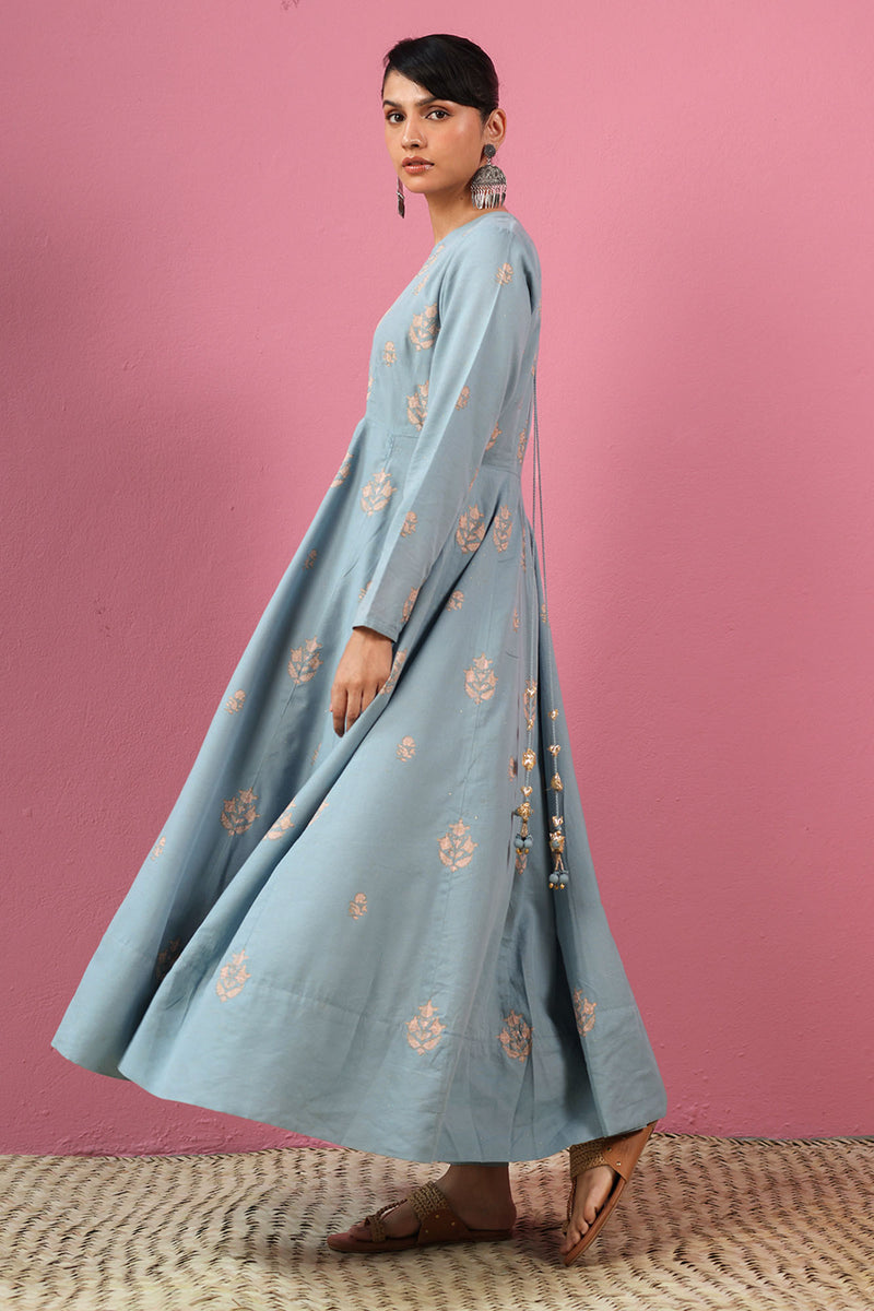 Celeste Gold Anarkali Set