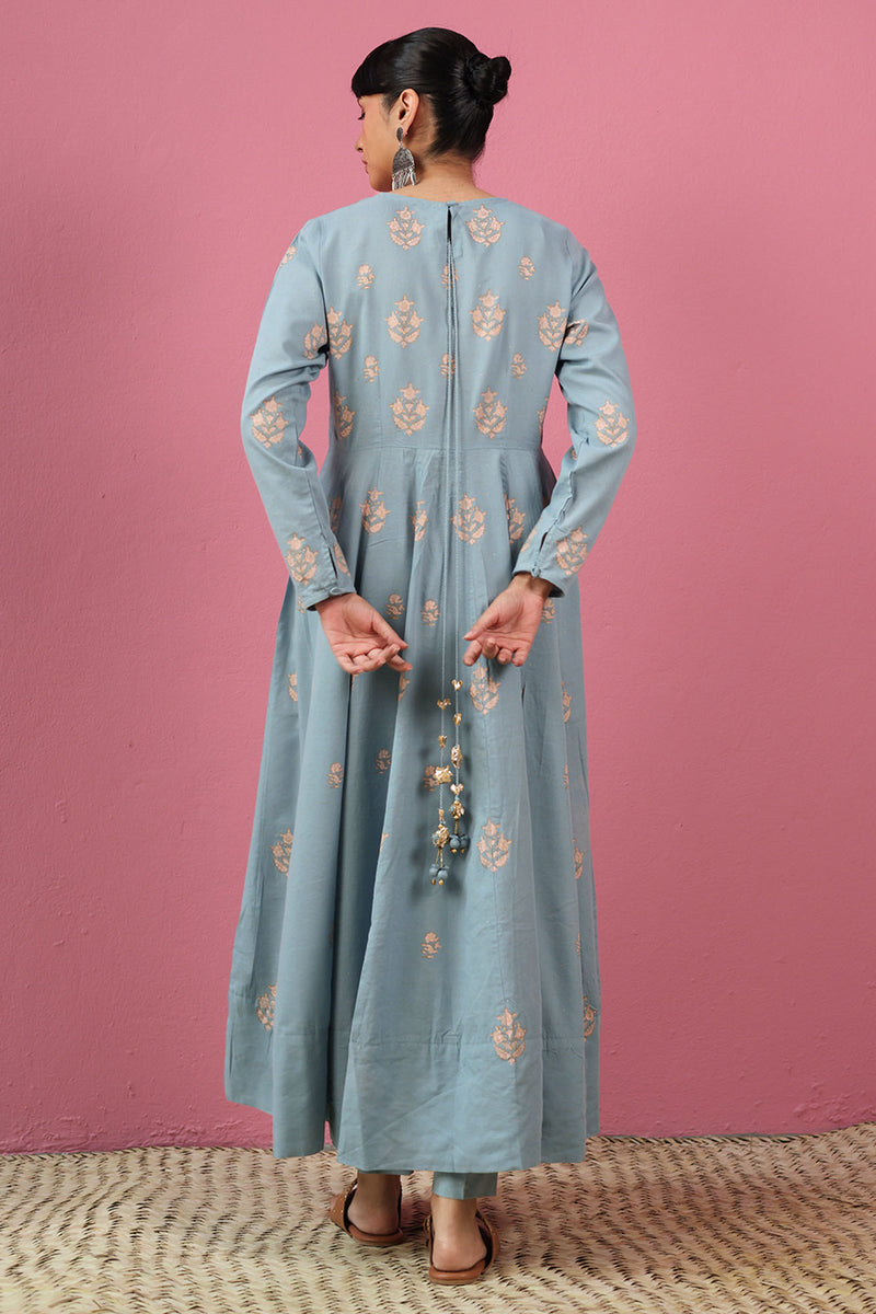 Celeste Gold Anarkali Set