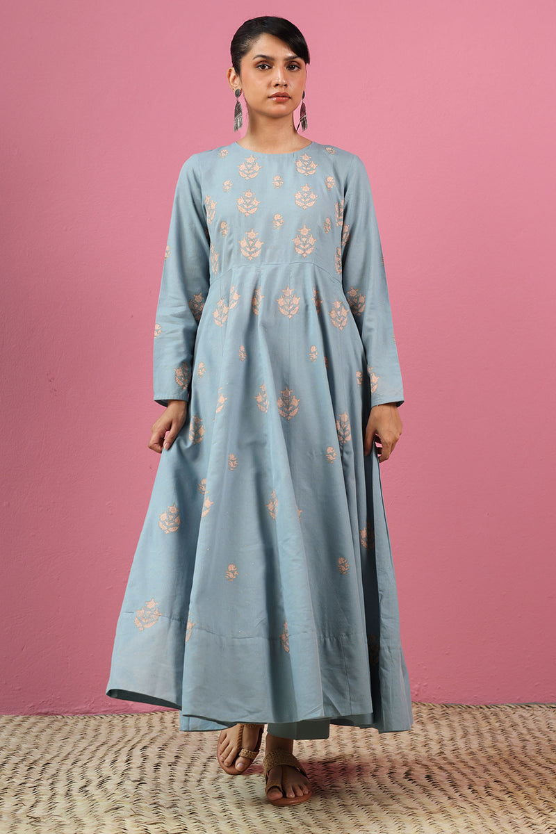 Celeste Gold Anarkali Set