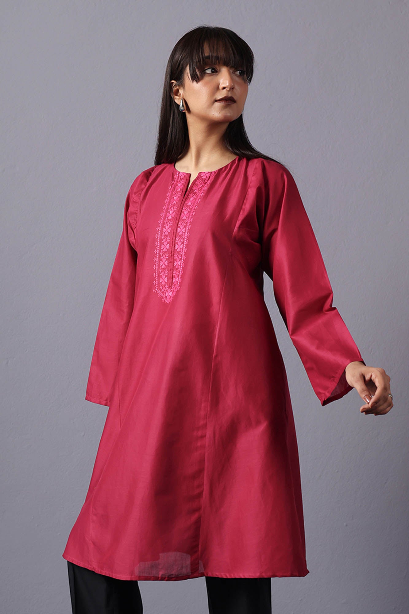 Rosette Embroidered Kurta
