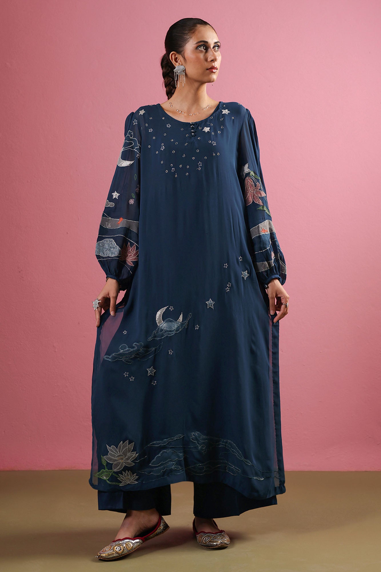 Midnight Bloom Embroidered Set