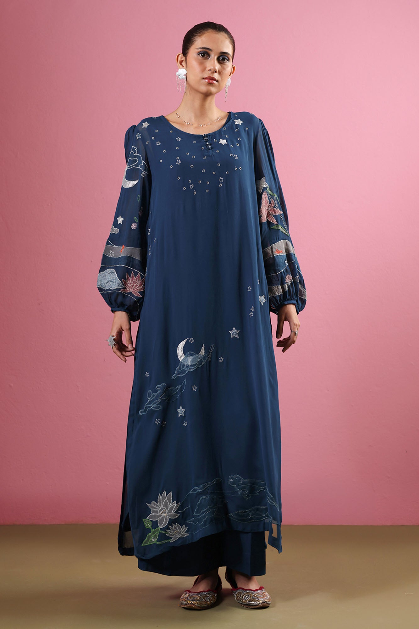 Midnight Bloom Embroidered Set