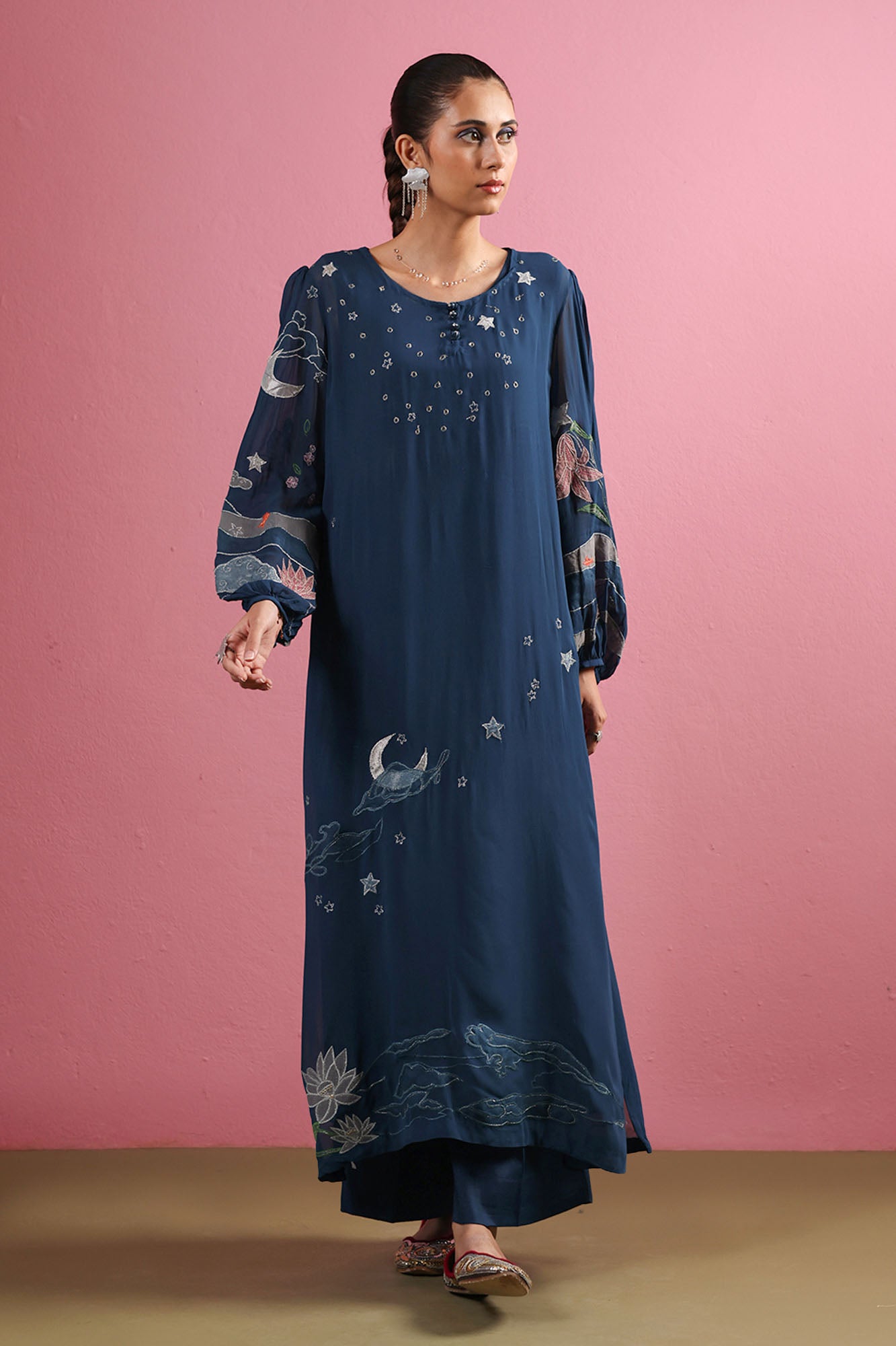 Midnight Bloom Embroidered Set